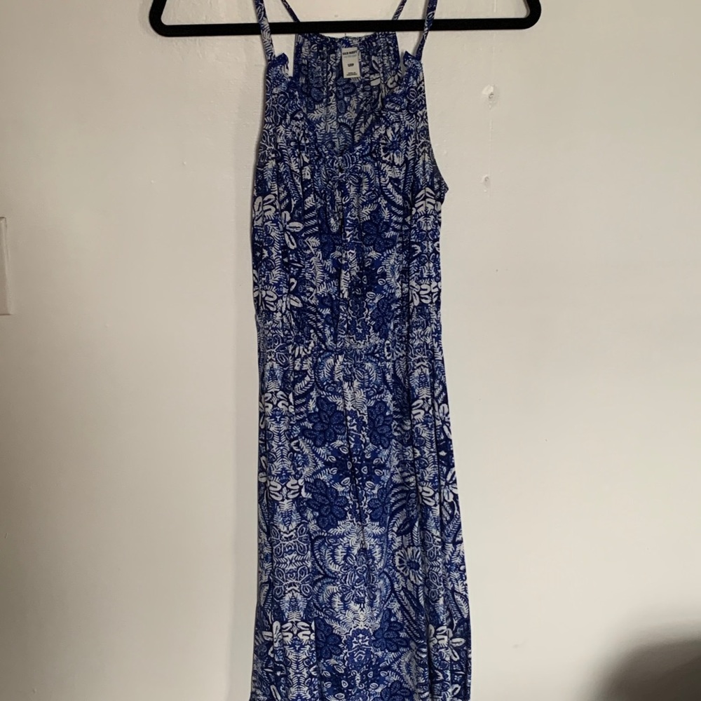 Blue and white floral dress